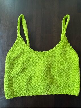 Aerie Lime Neon Green Crochet Camisole NWT